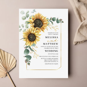 Budget Sunflower Eucalyptus Wedding Invitation