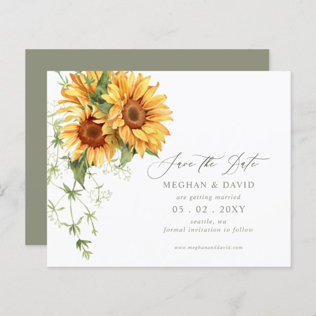 Budget Sunflowers Garden Save the Date (Frente/Verso)
