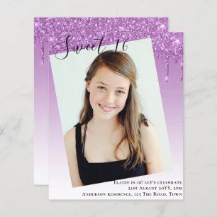 BUDGET Sweet 16 PHOTO Driping Glitter Convite