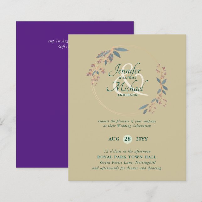 BUDGET Teal Orange Deixa Convite De Casamento (Frente/Verso)