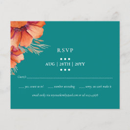 BUDGET Teal Orange Floral Weding RSVP