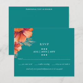 BUDGET Teal Orange Floral Weding RSVP