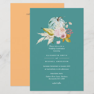 BUDGET Teal Pumpkin Queda Convite de casamento Flo