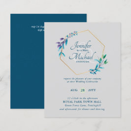 BUDGET Teal Purple Dourado Wreath Convites