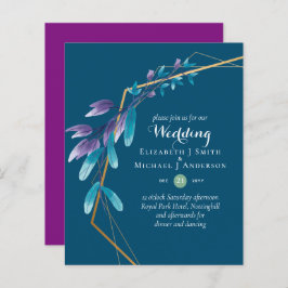 BUDGET Teal Purple Dourado Wreath Convites