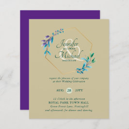 BUDGET Teal Purple Dourado Wreath Convites