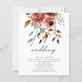 BUDGET Terracotta Florals Convite de casamento de 