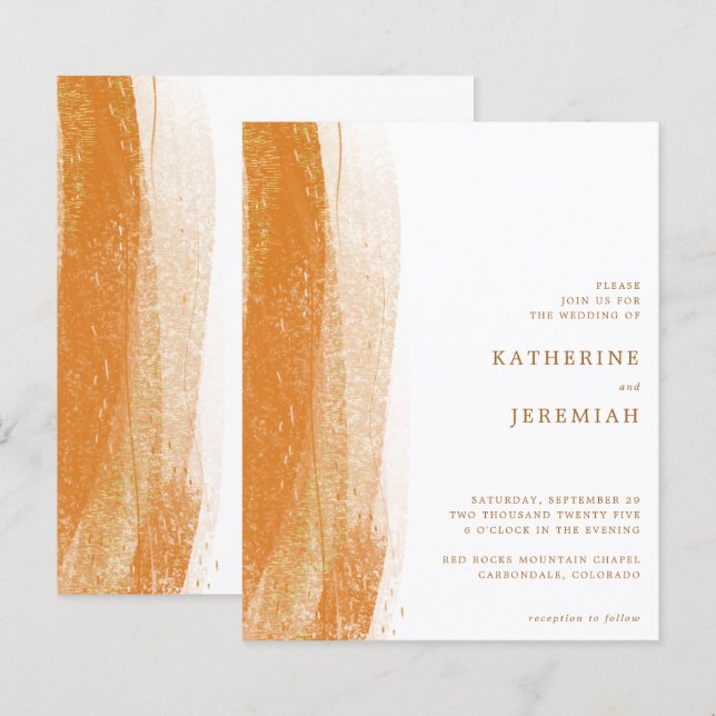 BUDGET Terracotta Rust Gold Foil Boho Casamento (Frente/Verso)