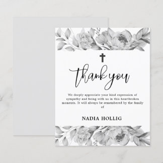 Budget Thank You Funeral Cross Memorial Card