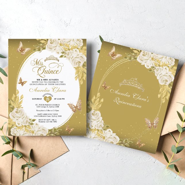 BUDGET Tiara Floral Dourada Mis Quinceañera (Criador carregado)