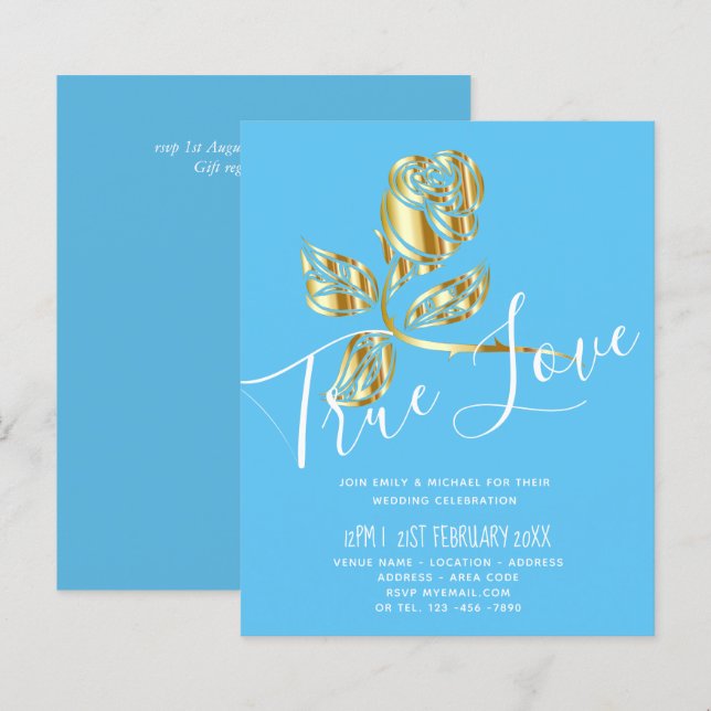 BUDGET Trending True Love Dourado Convite de casam (Frente/Verso)