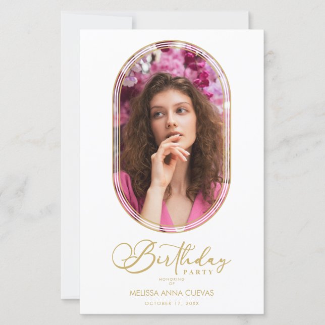 BUDGET Trendy Modern Oval Fake Golden Custom Photo (Frente)