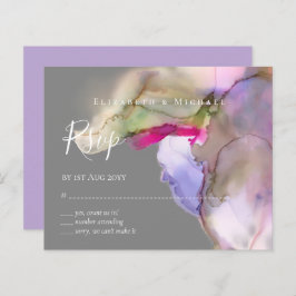 BUDGET Watercolor Abstrato Rsvp de Casamento em Pú