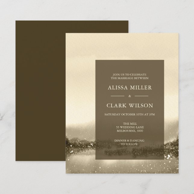 BUDGET Watercolor Landscape Convite para Casamento (Frente/Verso)