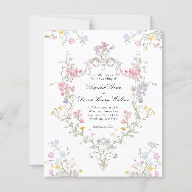 BUDGET Whimsical Rococo Floral Crest Wedding (Frente)