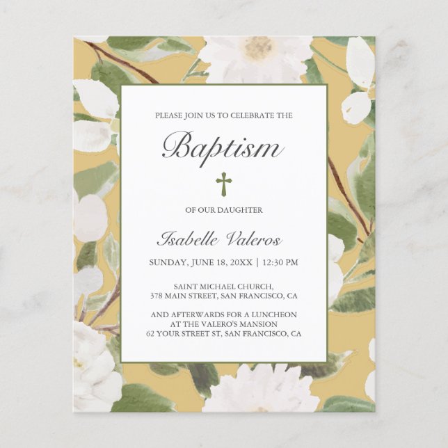 BUDGET White Flowers deixa amarelo bAPTISM (Frente)