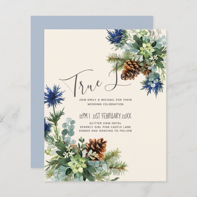 BUDGET Winter Blue Thistle Eucalyptus Weding (Frente/Verso)