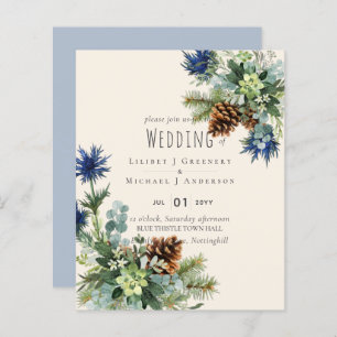 BUDGET Winter Blue Thistle Eucalyptus Weding