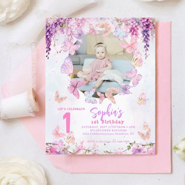 BUDGET Wisteria Butterfly Foto Birthday (Criador carregado)