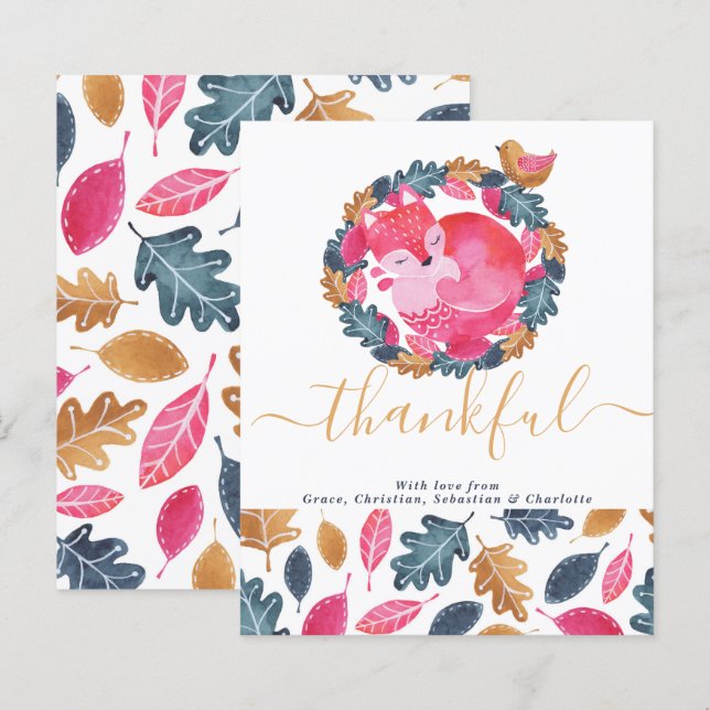 BUDGET Woodland Animal Cartão de Férias de Ação de (Frente/Verso)