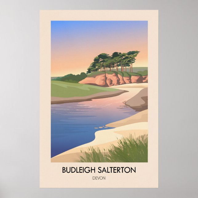 Budleigh Salterton Devon Seaside Travel Poster (Frente)