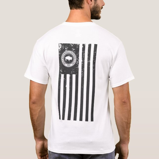 Búfalo Branco ao ar livre Camisa de Bandeira Ameri (Verso)