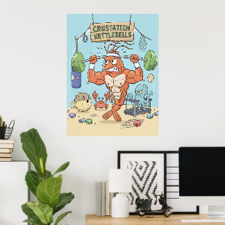 Buff Shrimp Gym Poster - Funny Beach Art Print