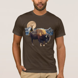 Buffalo, Lua e TeePee - Camiseta de Arte da Vida S