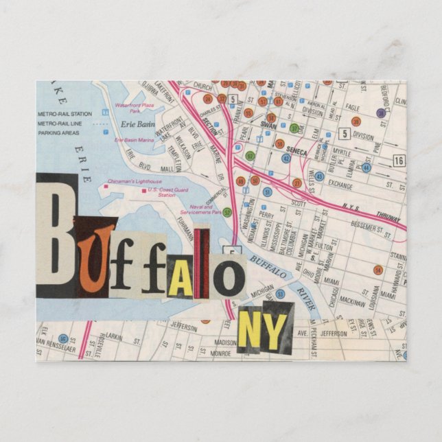 Buffalo NY Maps Collage cartão postal 36 (Frente)