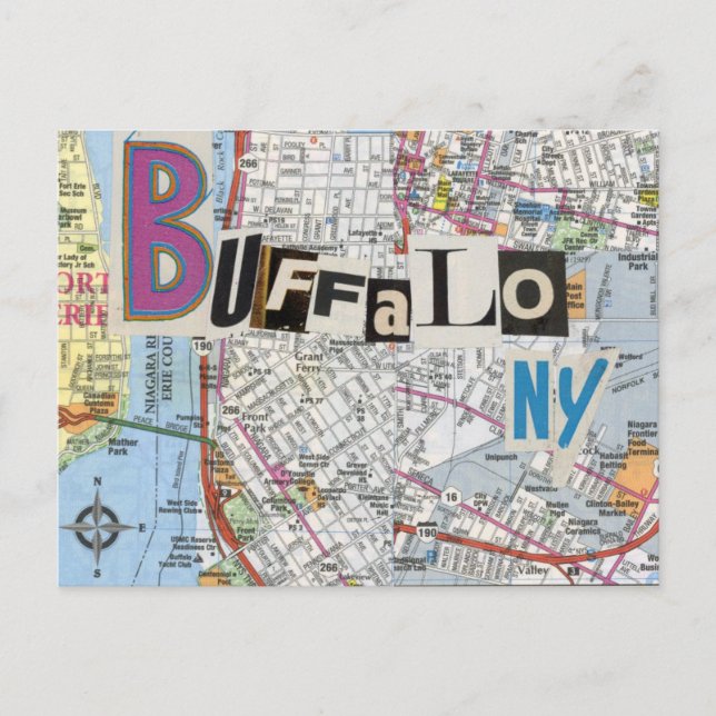 Buffalo NY Maps Collage cartão postal 37 (Frente)