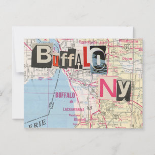 Buffalo NY Maps Collage cartão postal 39
