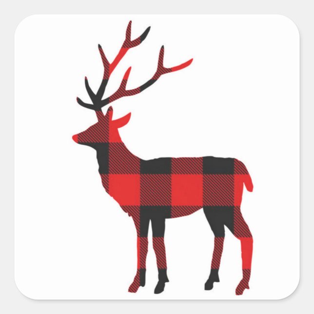 Buffalo Xadrez Deer | Adesivos de férias (Frente)