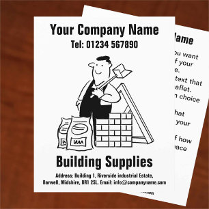 Building Supplies Cartoon Design Flyer