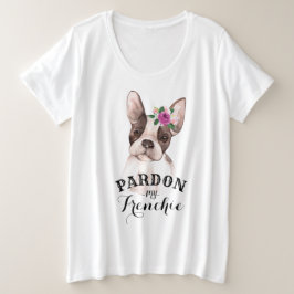 Buldogue francês com o t-shirt do Mais-Size das