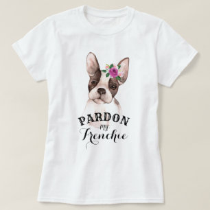 Buldogue francês com t-shirt das flores