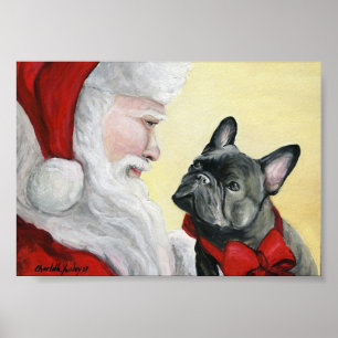 Buldogue Francês e Santa Claus Art Impressão
