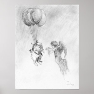 Buldogue Inglês com Angel Poster