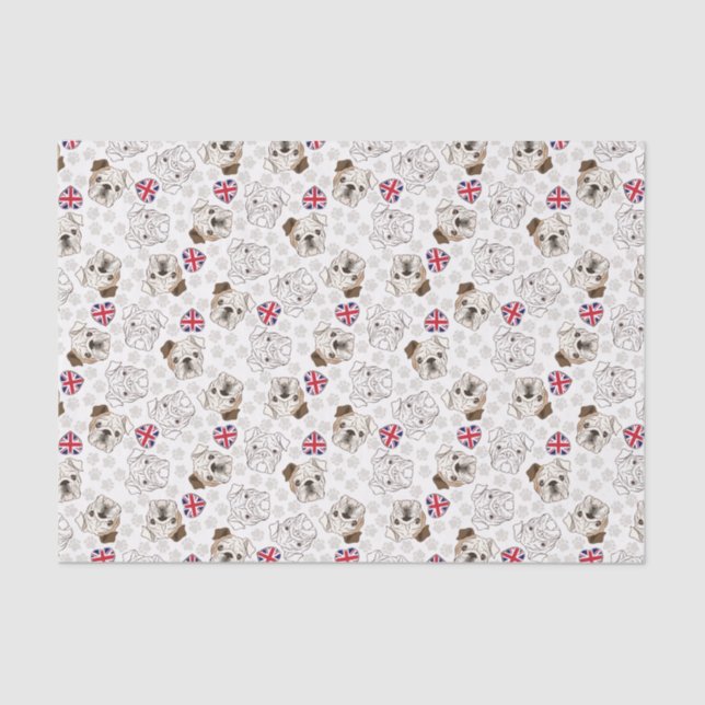 Buldogue & lenço de papel ingleses de Union Jack (Frente )