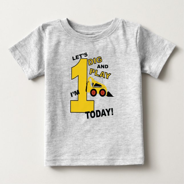 Buldozer de construção de camisetas de primeiro an (Frente)