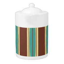 Bule castanho com Turquesa, Beige e Design preto