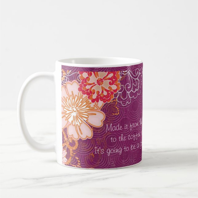 Bule de Café com Caneca de Flores Grandes Roxo (Esquerda)