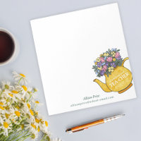 Bule de chá e flores bonito Bloco de notas dotado