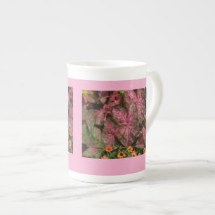 Bule de Chá em Forma de Xícara Caladium Rosa