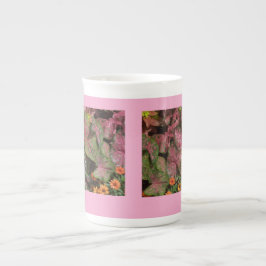 Bule de Chá em Forma de Xícara Caladium Rosa