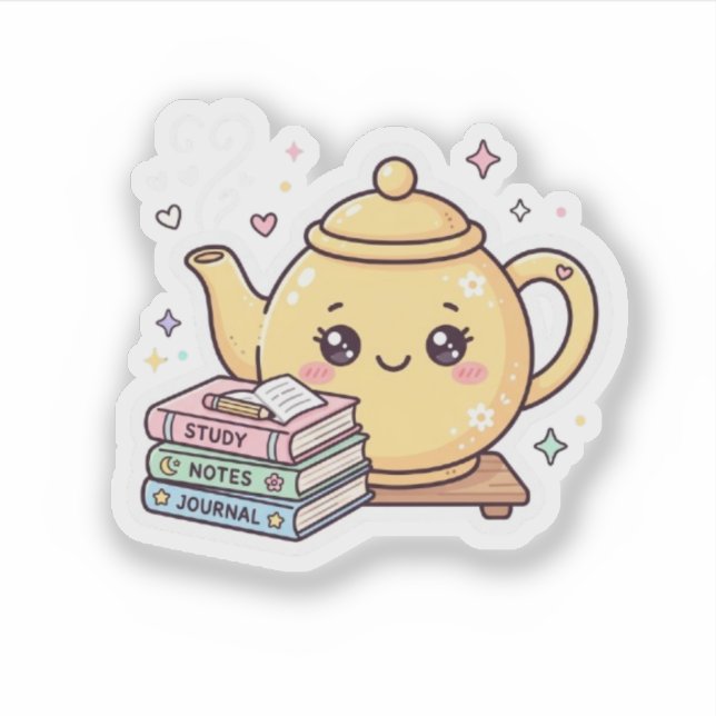 Bule de Chá Kawaii Fofo Caderno de Notas Adesivo (Frente)