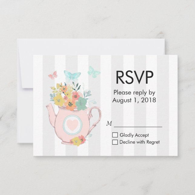 Bule de Chá Rosa com Flores & Borboletas RSVP (Frente)