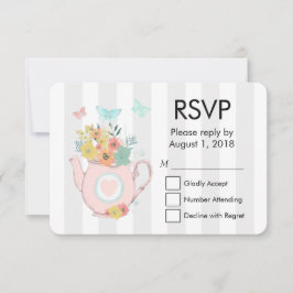 Bule rosa com flores e borboletas RSVP