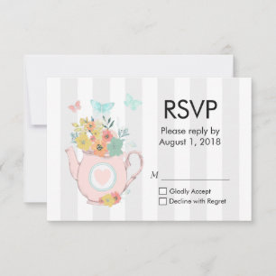 Bule rosa com flores e borboletas RSVP