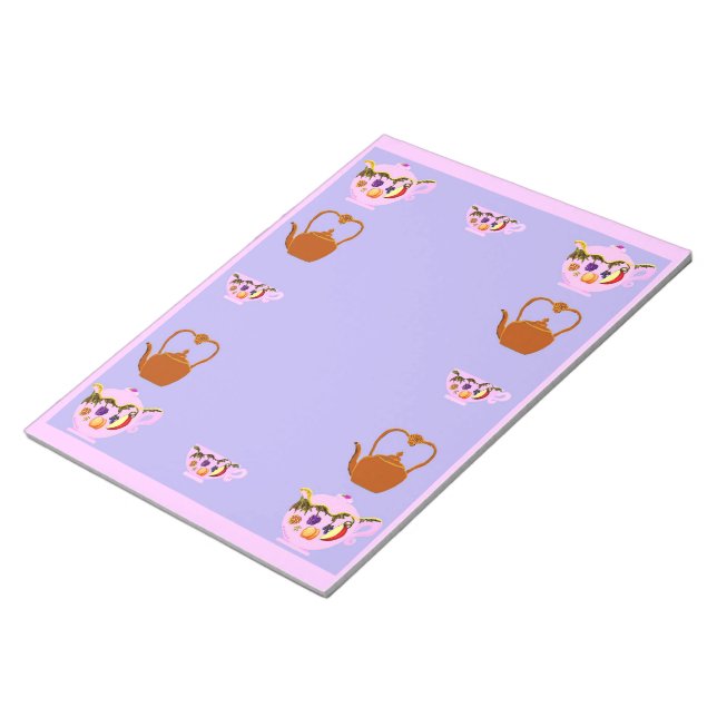 Bule, Teacup E Bloco De Notas De Chaleira (Inclinado)