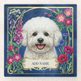 Buleiro Floral Azul Personalizado para Bichon Fris